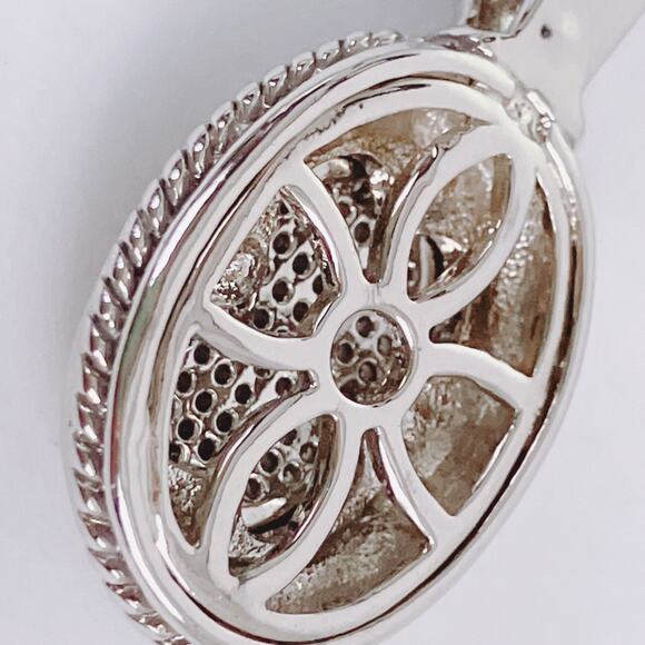 Vintage Signed Two Tone Necklace Pavé Crystal Oval Pendant Box Chain Sparkling - Picture 7 of 14